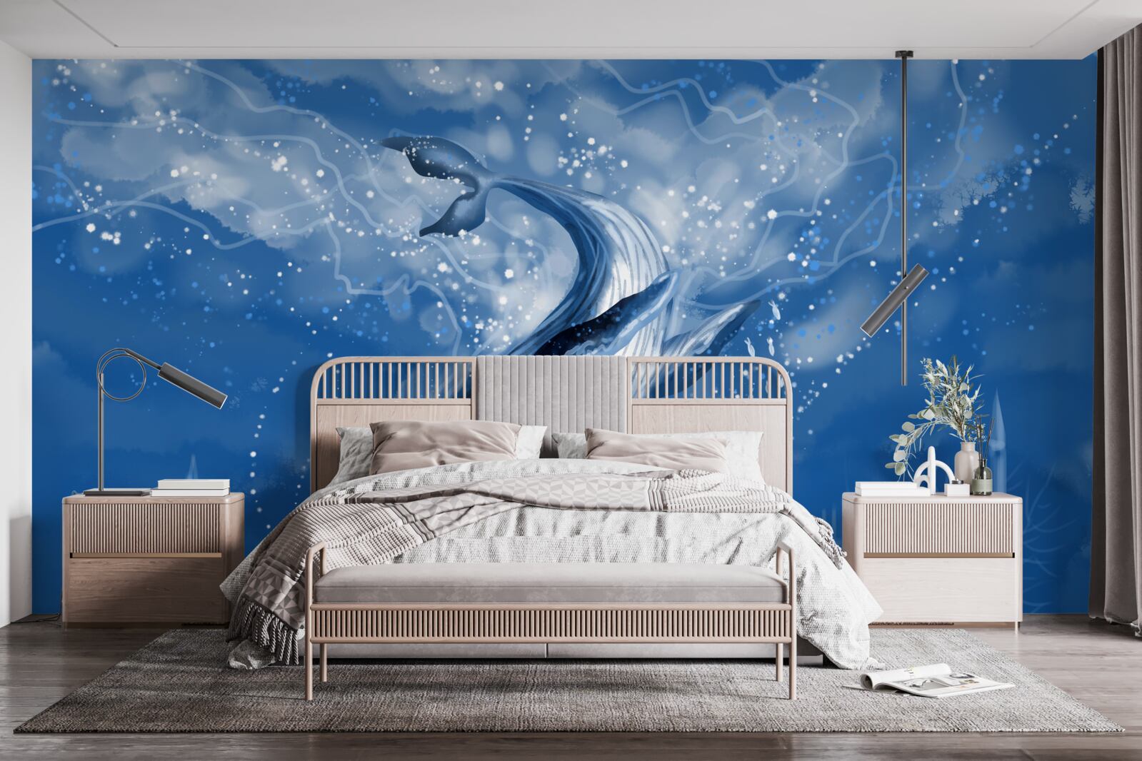 Papier peint abîme océanique et baleine bleue