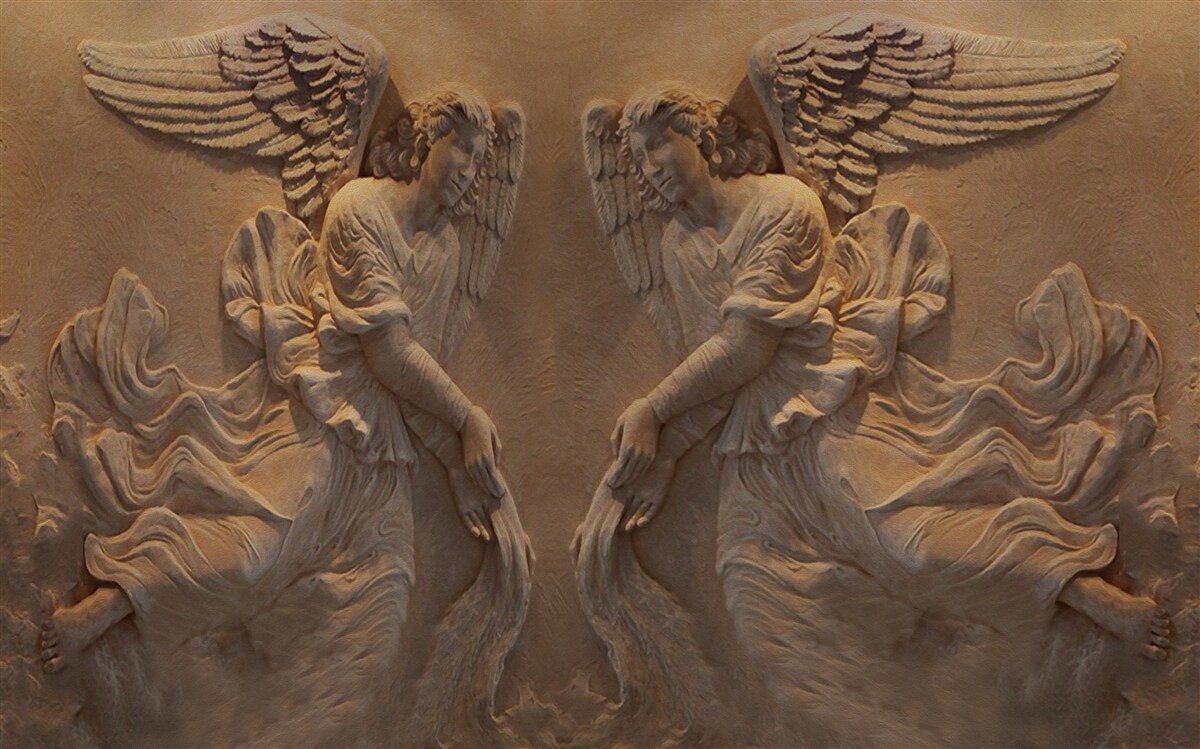 Papier peint fille et garçon avec des ailes