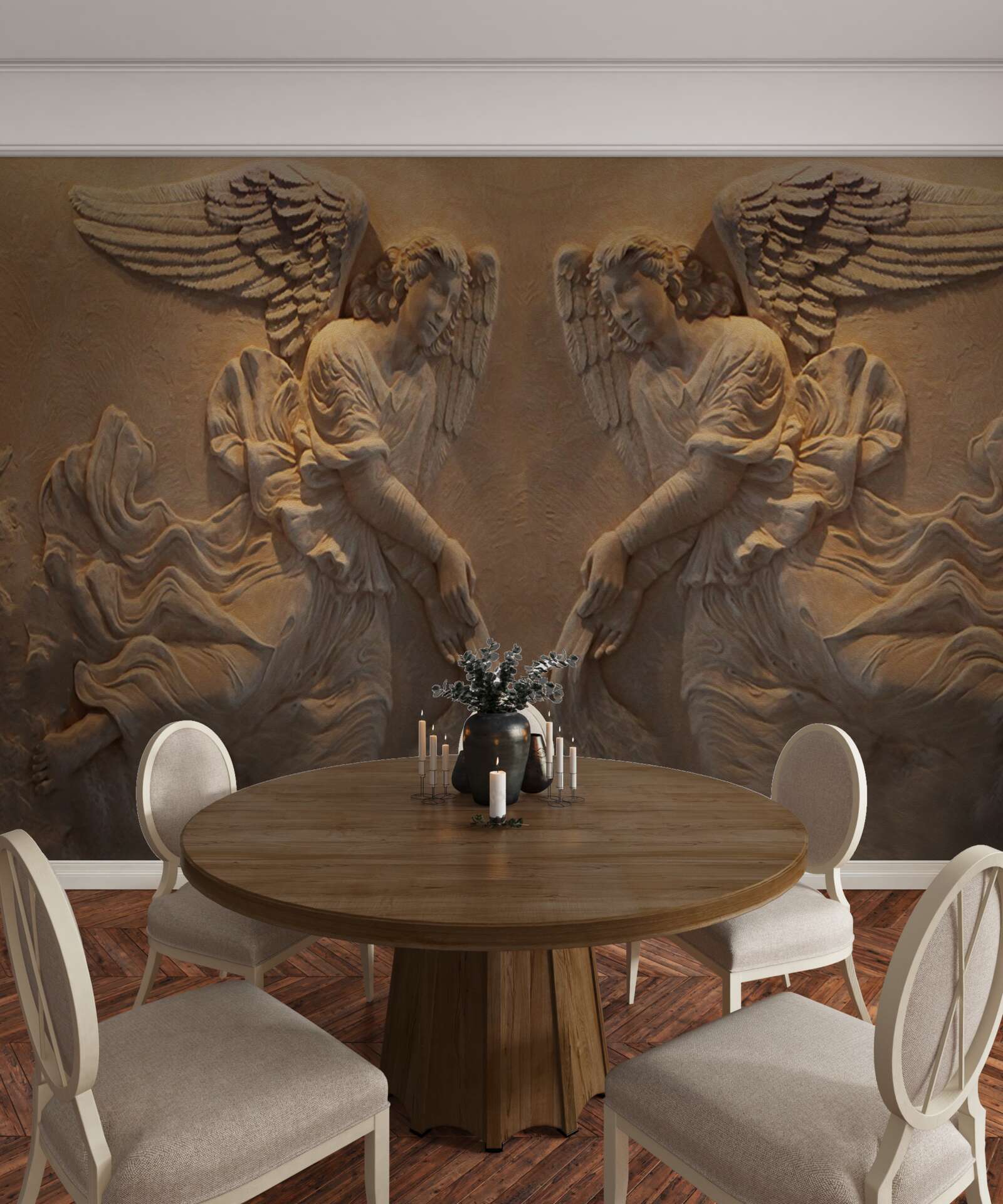 Papier peint fille et garçon avec des ailes