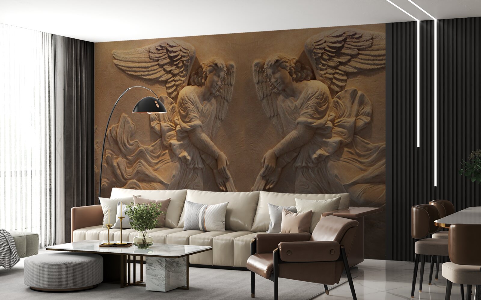 Papier peint fille et garçon avec des ailes