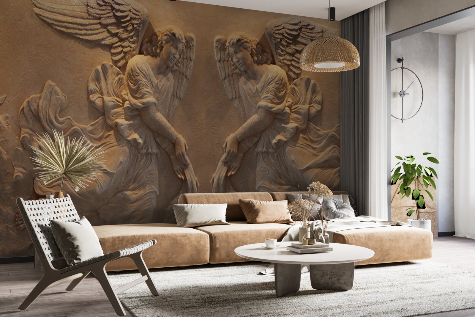 Papier peint fille et garçon avec des ailes