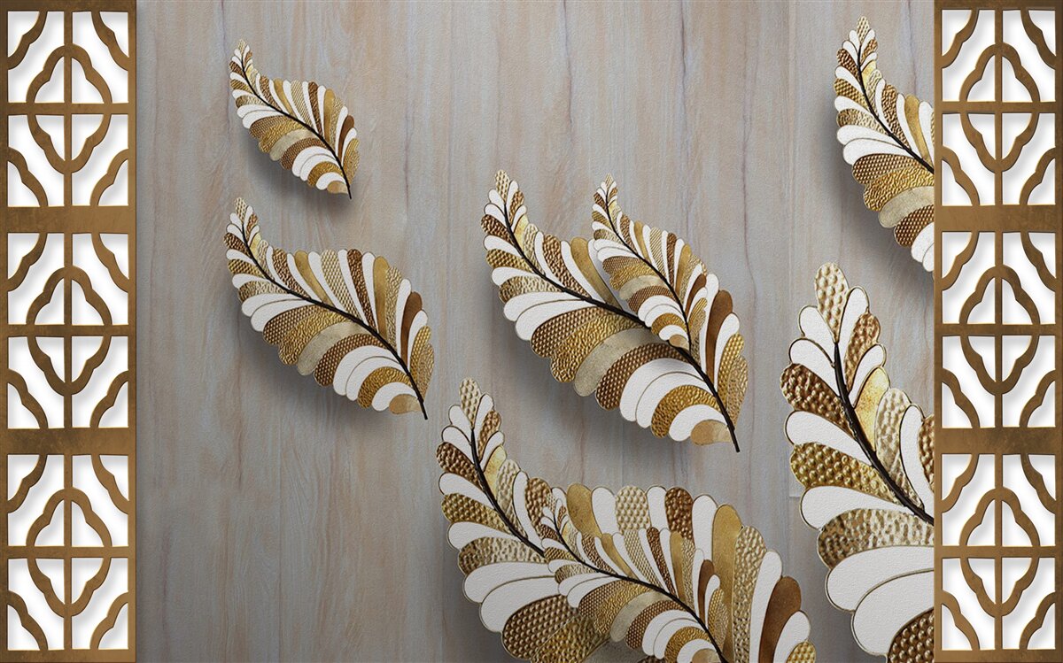 Papier peint Les feuilles décorées d'un motif léopard attirent par leur beauté.