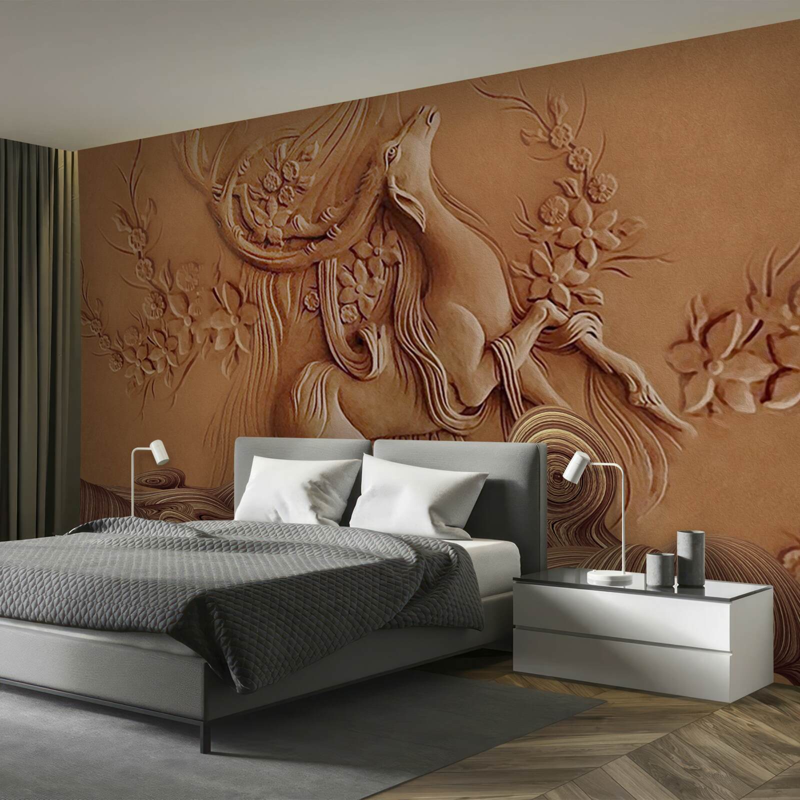 Papier peint beau bas-relief représentant une chèvre vivant dans les montagnes