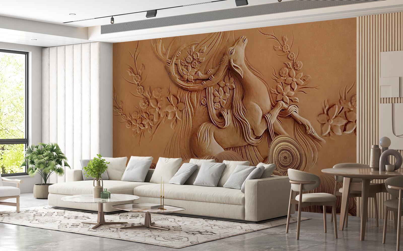 Papier peint beau bas-relief représentant une chèvre vivant dans les montagnes